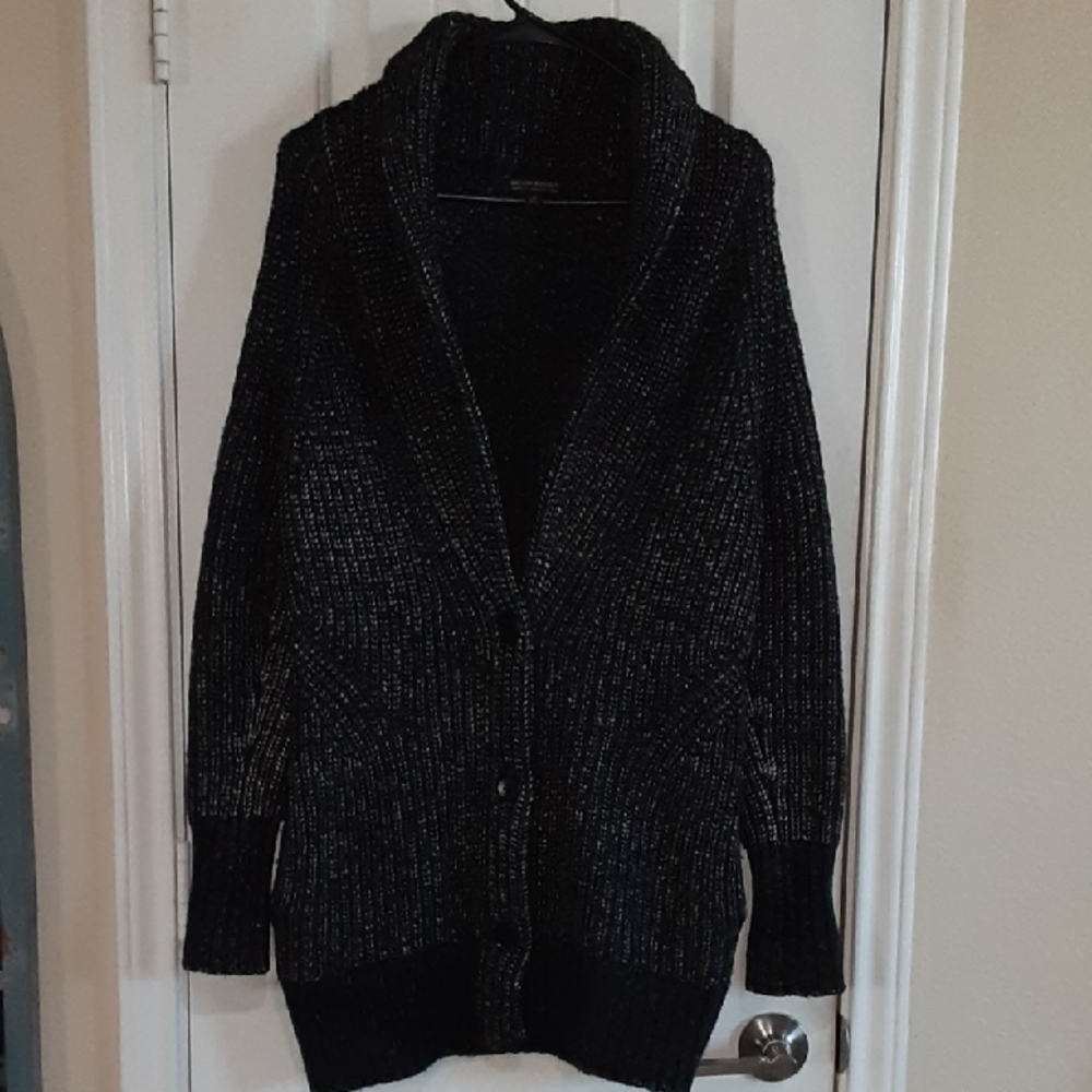 Banana Republic Charcoal Marled Italian Yarn Chunky Cardigan Medium GUC